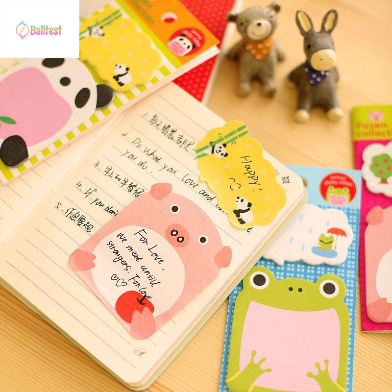 💜1 Tập Giấy Ghi Chú Hình Động Vật Hoạt Hình Dễ Thương Sáng Tạo