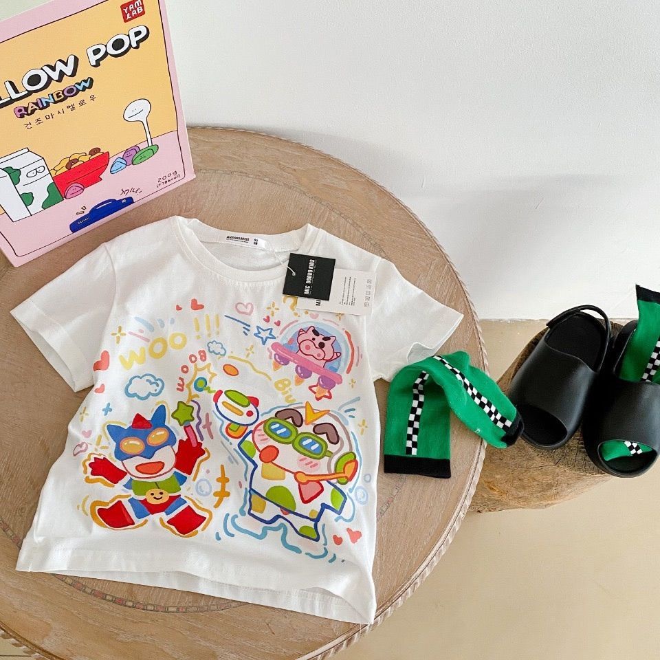 Áo Thun Cotton Mỏng Tay Ngắn In Hình Cậu Bé Bút Chì Shin-Chan Superman Thời Trang Mùa Hè 2022