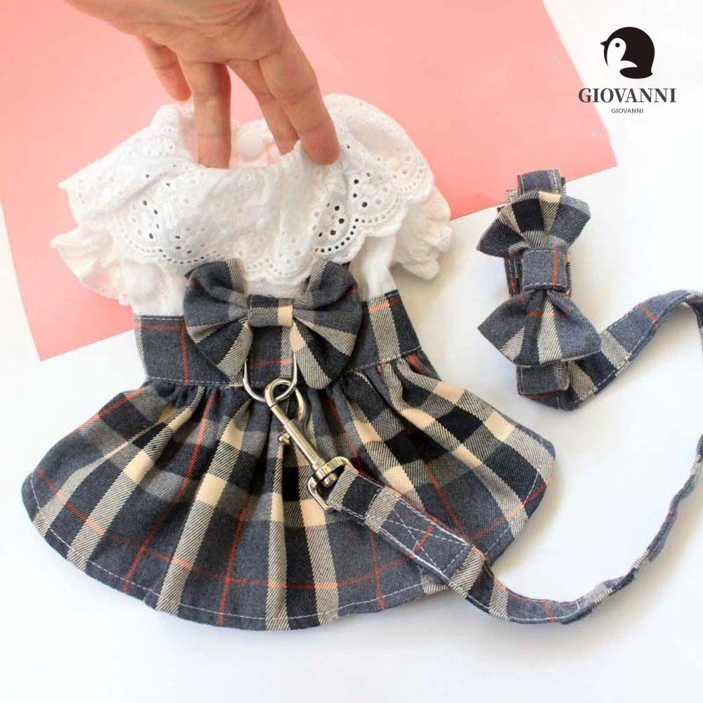 Đầm Sọc Caro Đính Nơ Lớn / Vừa / Nhỏ Xinh Xắn Thời Trang Cho Cún Cưng