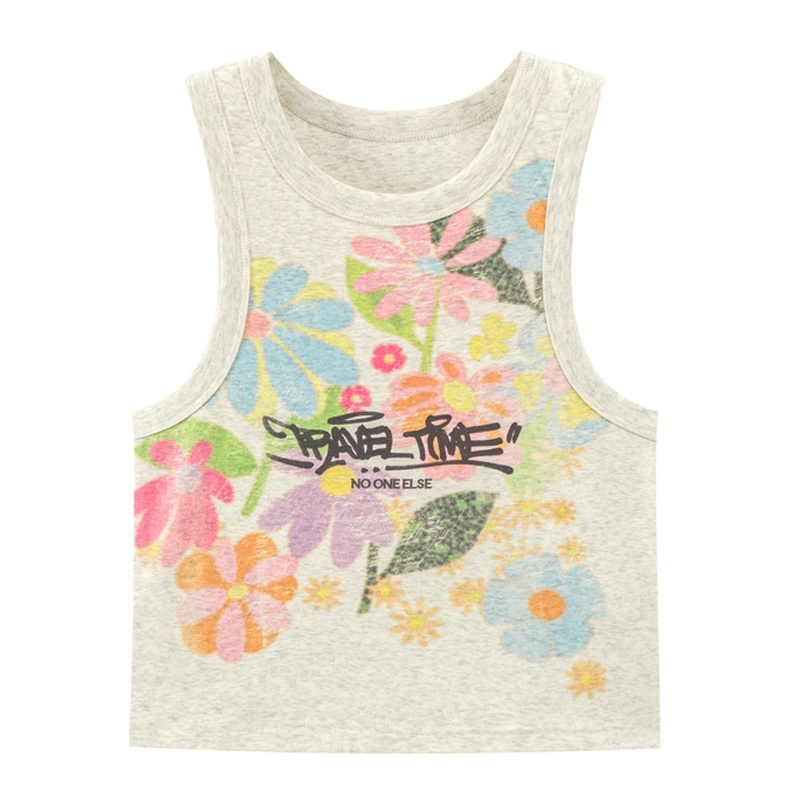 CheeseBunny Áo Hai Dây Ngắn Mỏng Màu Nhuộm Họa Tiết Hoa graffiti Mẫu Mới 2023 Thời Trang Mùa Hè Cho Nữ