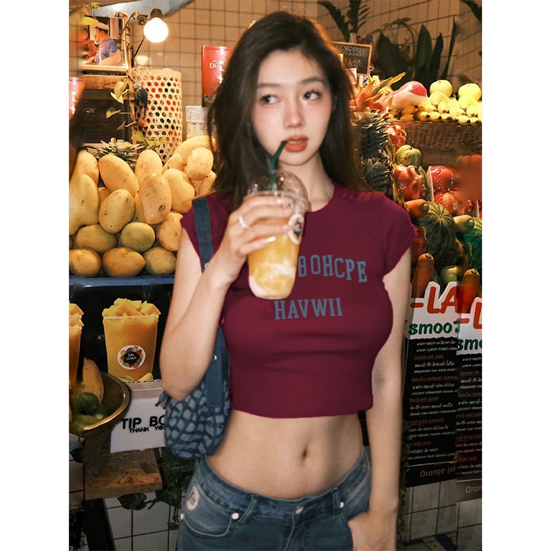 NRVP Áo Thun 100% Cotton Tay Ngắn Cổ Tròn In Họa Tiết Phong Cách Hàn Quốc Mới Cho Nữ