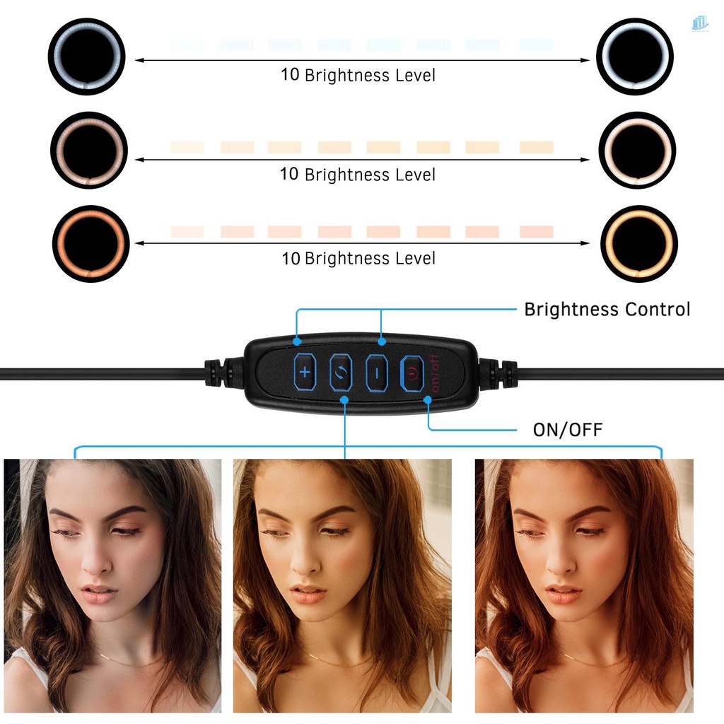 Vòng Đèn LED smartwatchinone 10inch 3 Chế Độ Điều Chỉnh Được Kèm Giá Đỡ Điện Thoại Mini Để Bàn