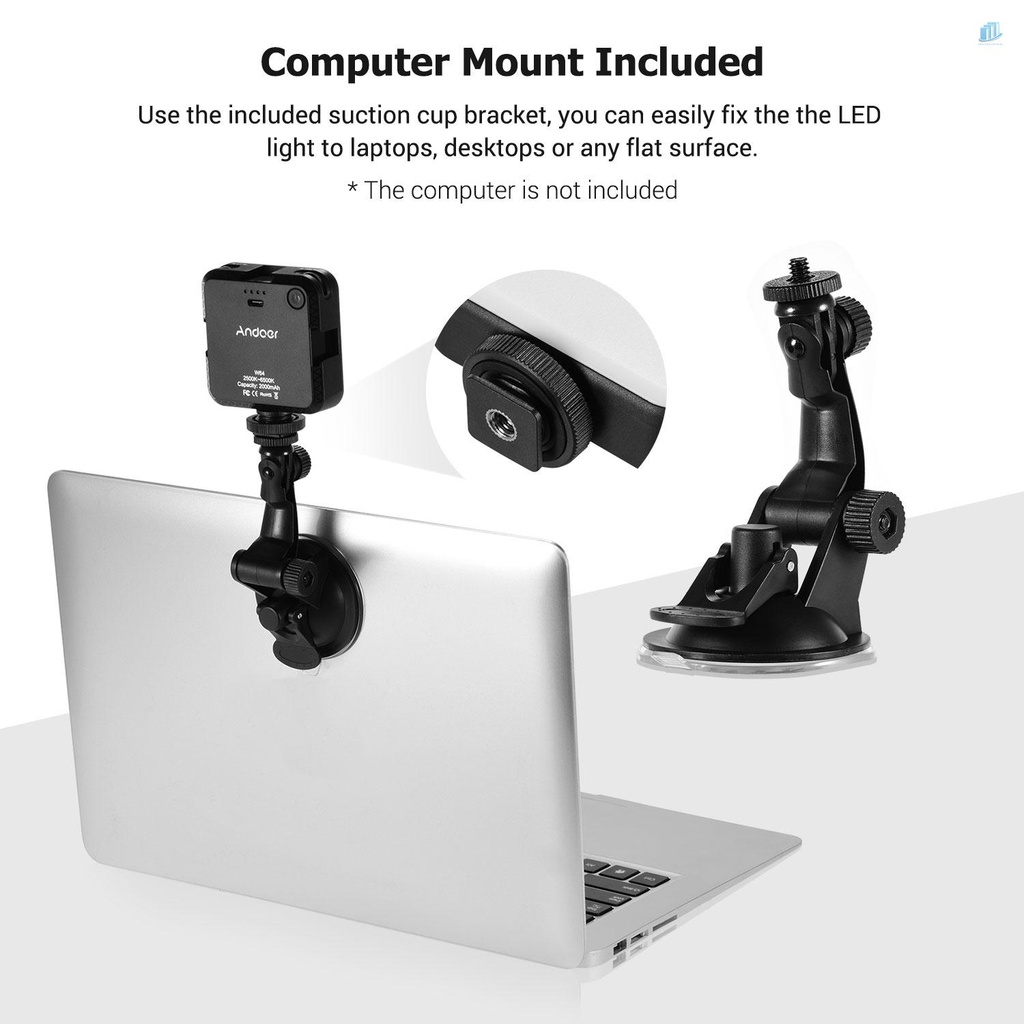 Bộ Đèn LED Chiếu Sáng Mini Andoer W64 6W 2500K-6500K 3 Chế Độ Lạnh Kèm Giá Đỡ Cho Laptop