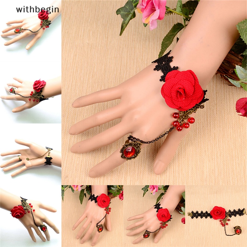 Vòng Tay Ren Phối Hoa Tua Rua Phong Cách Gothic Thời Trang Cổ Điển