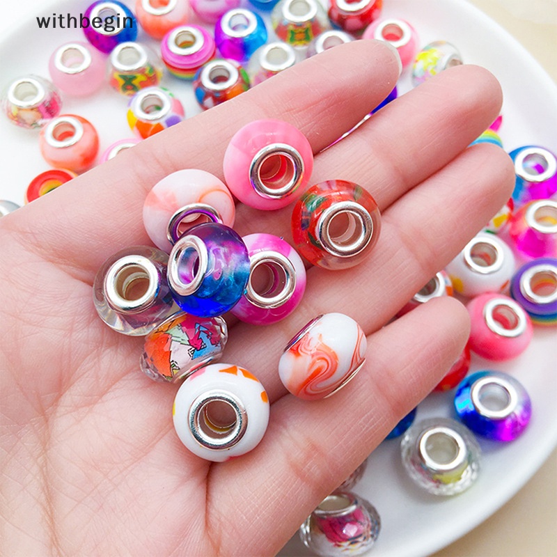 Set 10 Hạt Xỏ Lỗ Lớn Nhiều Màu Sắc Làm Trang Sức DIY