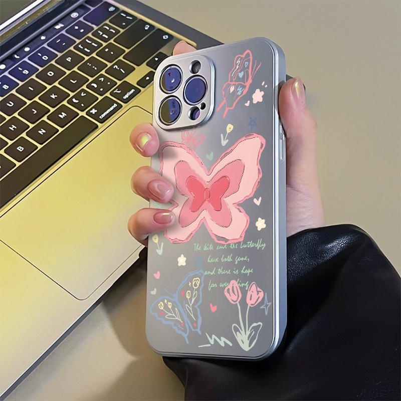 Ốp Điện Thoại Mềm Trong Suốt Chống Sốc Họa Tiết Bướm Cho IPhone 14 11 Pro Max 13 12 8 7 Plus XS X XR SE 2020