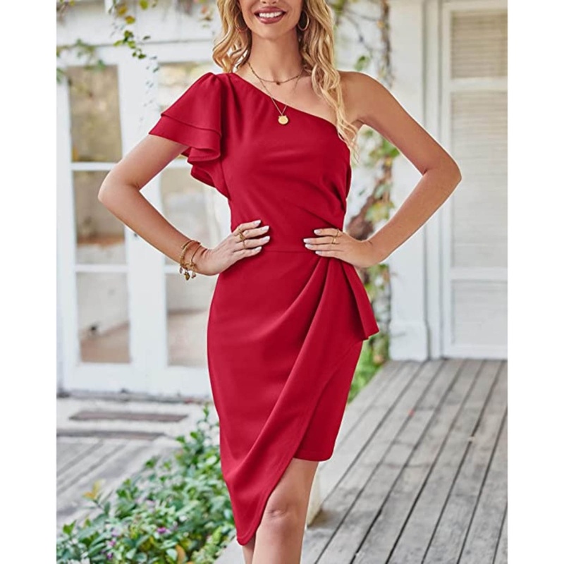 Đầm Ôm Dáng Không Tay Xẻ Tà Một Bên Vai Thời Trang Mùa Hè Cho Nữ