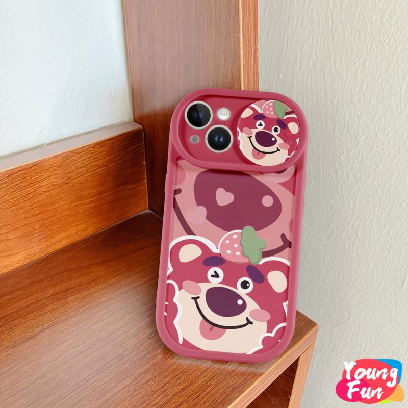 Ốp lưng Gấu dâu tây Trượt iPhone 14 XR 13 11 12 Pro Max 8 7 6 6S Plus X Xs Max Se 2020 13 12 11