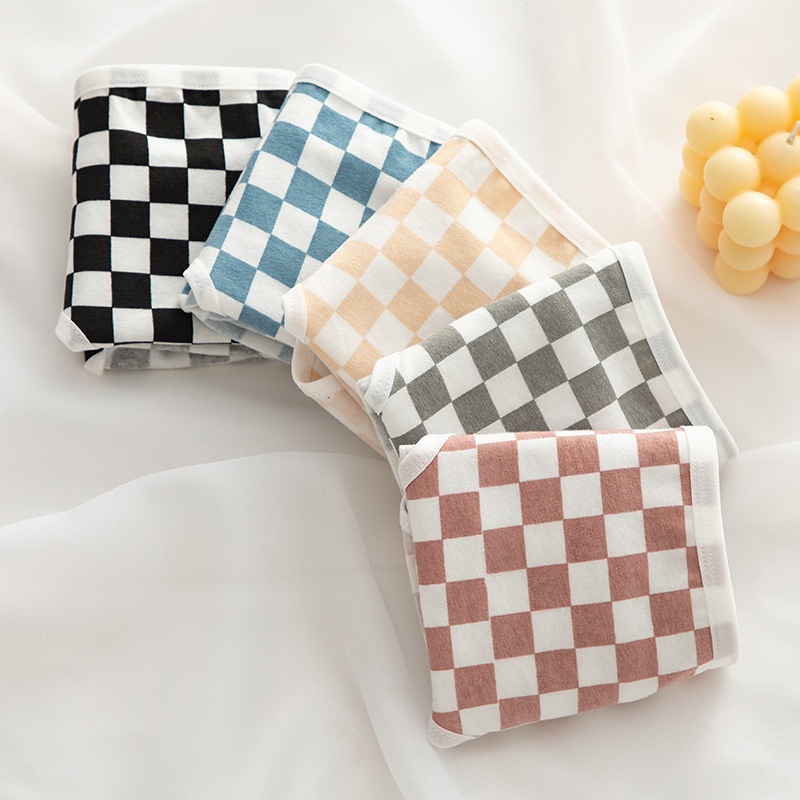 Quần Lót Cotton Thoáng Khí Họa Tiết Caro Dễ Thương Cho Nữ