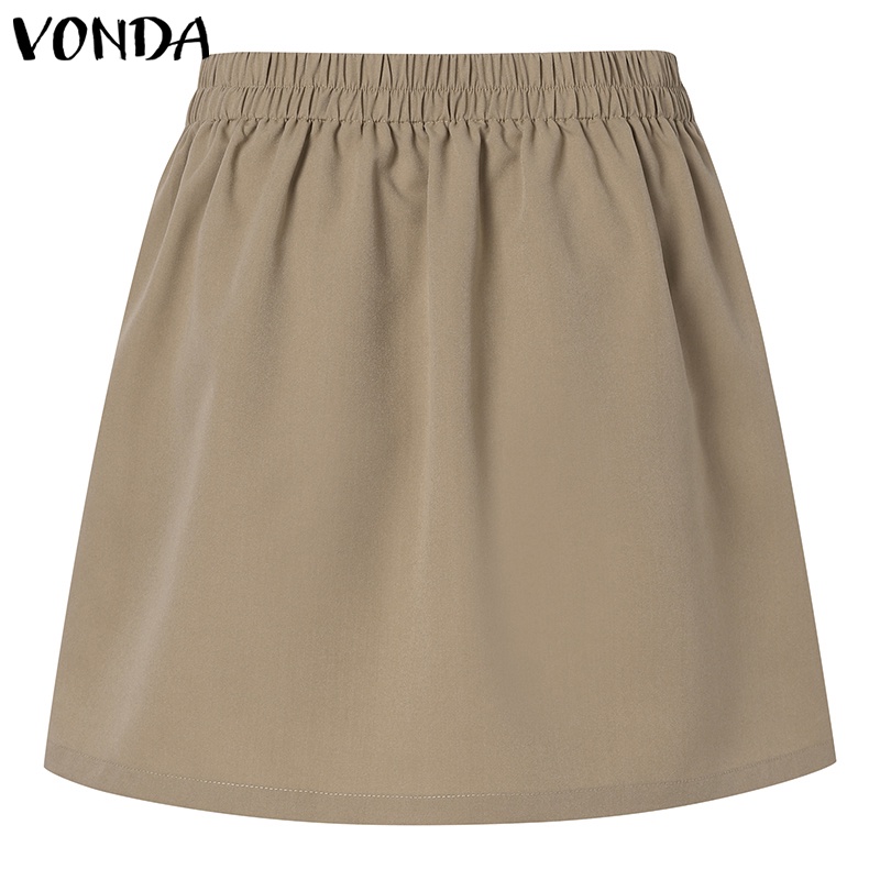 Chân Váy Chữ A Lưng Cao Màu Trơn Phong Cách Hàn Quốc Cho Nữ