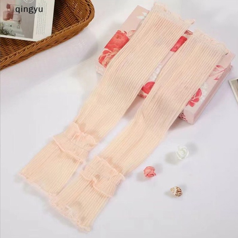 Đôi Găng Tay Dài Hở Ngón Chống Nắng Và Tia Uv Phối Ren Lưới Thoáng Khí Dành Cho Nữ