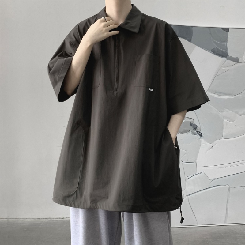 Áo Thun polo Tay Ngắn Có Khóa Kéo Phong Cách Mỹ Thời Trang Cao Cấp Cho Nam