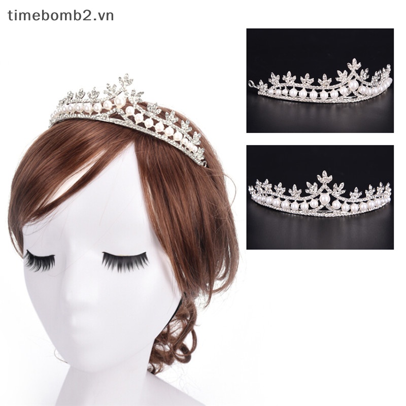 Cài Tóc Hình Vương Miện Đính Đá Lấp Lánh Cho Cô Dâu