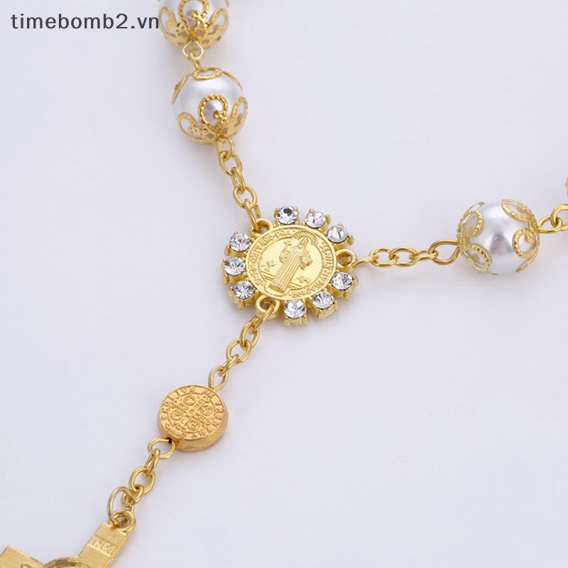 {Timebomb} Vòng Tay Chuỗi Hạt Chéo Rosary Đạo Công Giáo Làm Quà Tặng