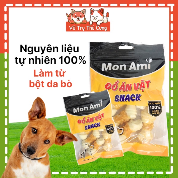 Snack thưởng cho Chó Xương da bò &amp; Phi lê Gà Mon Ami