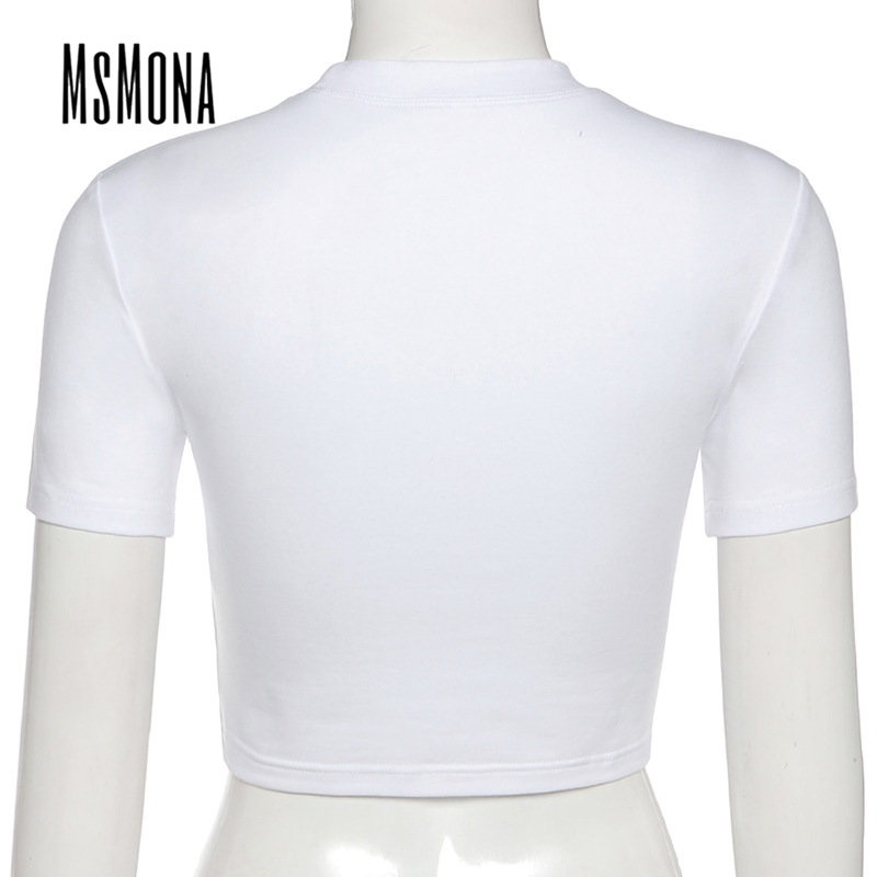 Áo Thun Tay Ngắn Cổ Tròn Màu Trơn In Chữ Thời Trang 2023 Quyến Rũ Cho Nữ