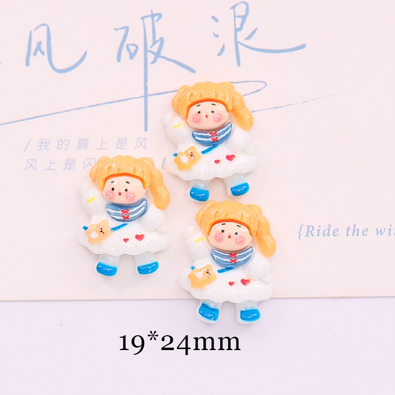 Bộ 10 Kẹp Tóc Hình Cô Gái Hoạt Hình Bằng Nhựa Resin Dễ Thương DIY