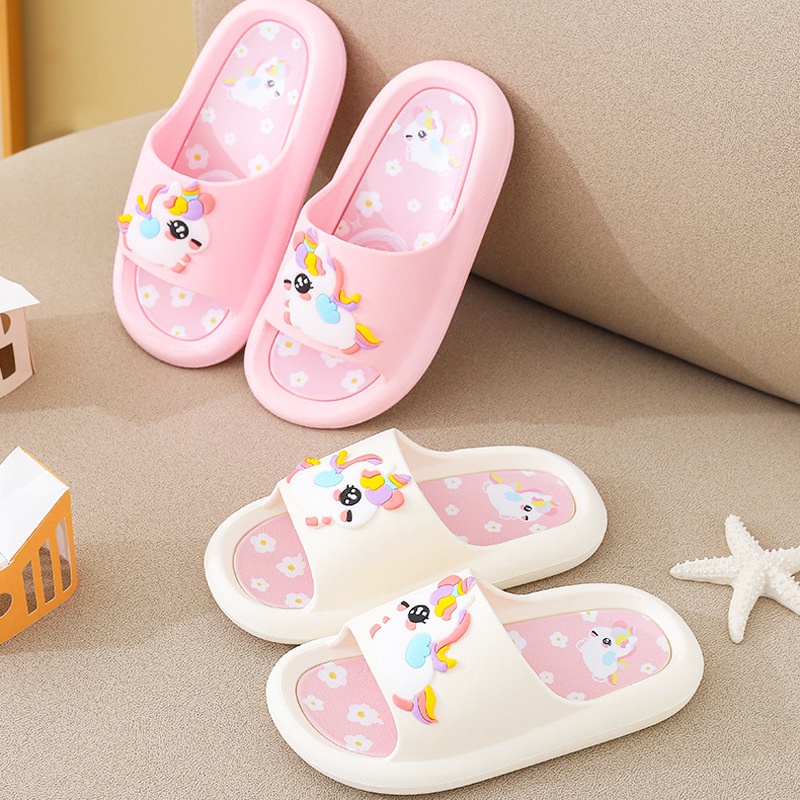 Dép Sandal Đế Mềm Chống Trượt Họa Tiết Kỳ Lân Hoạt Hình Thời Trang Mùa Hè Cho Bé Gái