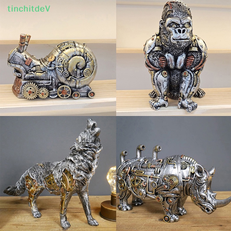 [TinchitdeV] Mô Hình Chú Chó Bull Steampunk Bằng Nhựa Resin Thủ Công Phong Cách Punk Trang Trí [Mới]