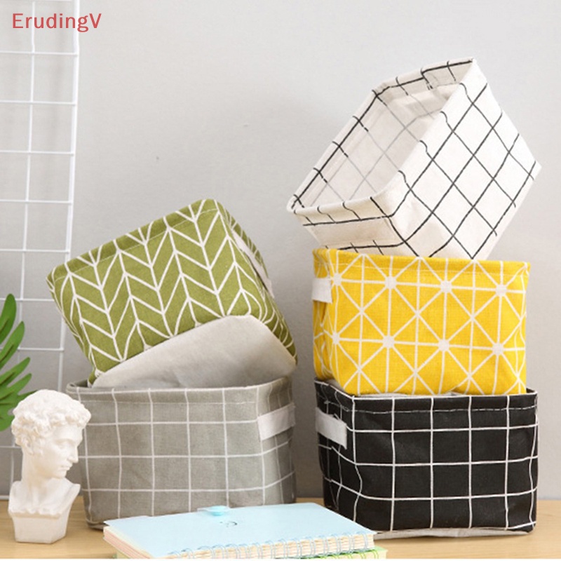 Giỏ Đựng Đồ Bằng Cotton Lanh Họa Tiết Hình Học Gấp Gọn Tiện Dụng [Mới] [Mới]