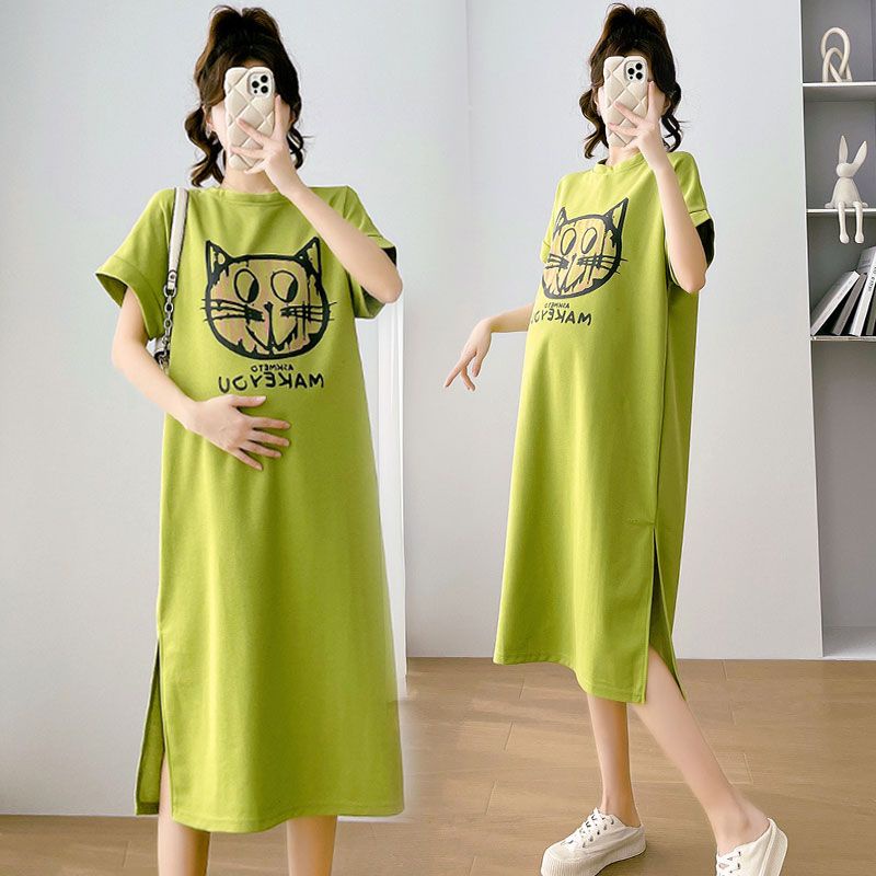YHTN đầm bầu bigsize váy bầu suông Thời trang bigsize xinh dễ thương đầm bầu thun