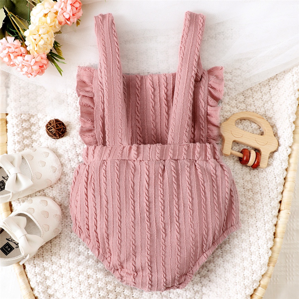 Bộ Áo Liền Quần Bằng Cotton Hai Dây Màu Trơn Dành Cho Bé Gái 0-18 Tháng Tuổi