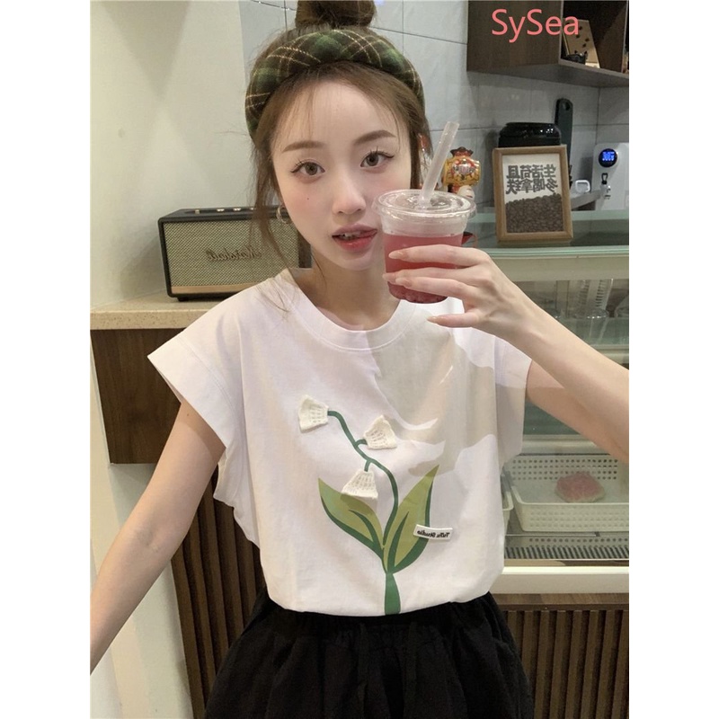 Áo Sát Nách Họa Tiết Hoa Tulip Thời Trang Mùa Hè Hàn Quốc Cho Nữ