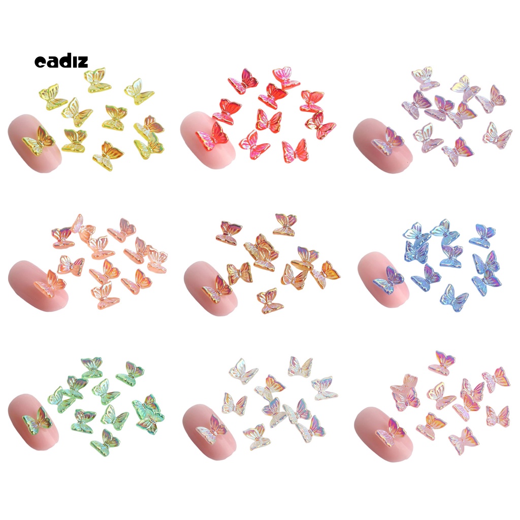 Bộ 100 Phụ Kiện Trang Trí Móng Tay Hình Bướm Nhiều Màu Sắc Chống Phai DIY
