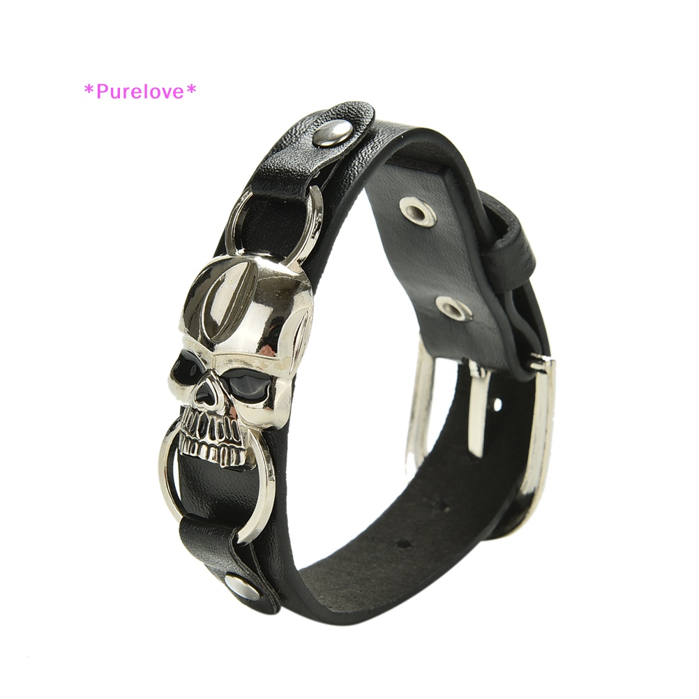 Vòng Tay Da Mặt Đầu Lâu Cá Tính Cho Nam Mới