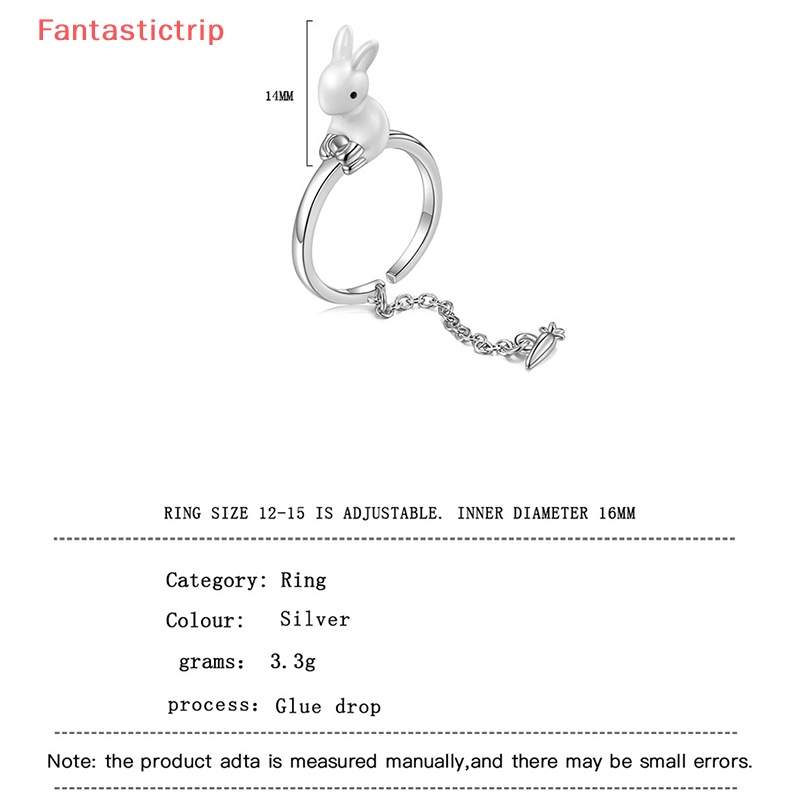 [Fantastictrip] Nhẫn Bạc 925 Dạng Hở Hình Thỏ Và Củ Cải Cá Tính Thời Trang Dự Tiệc Mới Cho Nữ