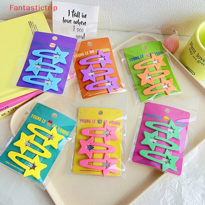 Set 3 Kẹp Tóc Hình Ngôi Sao Màu Kẹo Ngọt Dành Cho Nữ