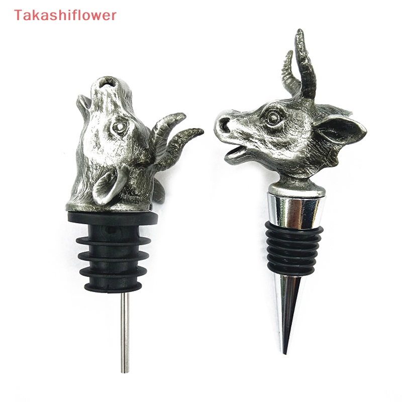 Nút Chặn Bảo Vệ Chai Rượu Chia Ngăn Hình Đầu Bò Bằng Hợp Kim Kẽm