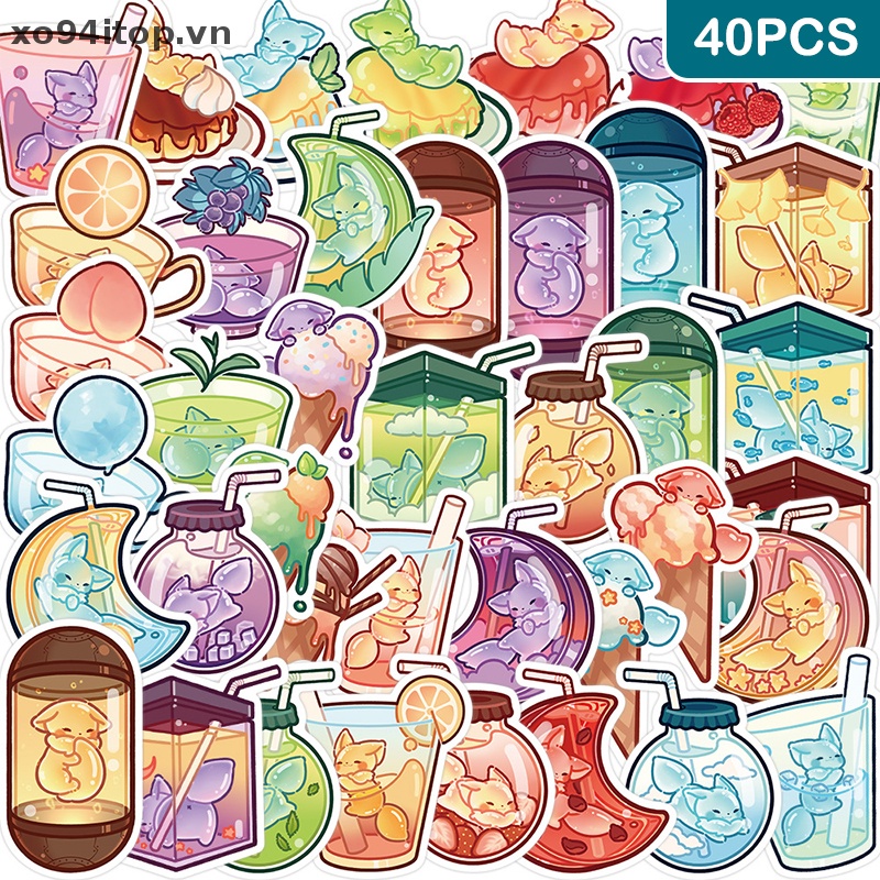 Set 40 Miếng Dán Graffiti Trang Trí Tủ Lạnh / Xe Hơi / Ván Trượt / Laptop Hình Chú Cáo Nhỏ Dễ Thương