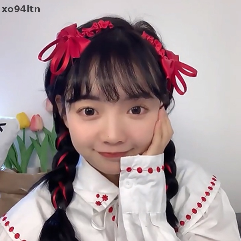 1 Cặp Kẹp Tóc Nơ Màu Hồng Phong Cách Lolita Nhật Bản Dễ Thương Cho Bé Gái