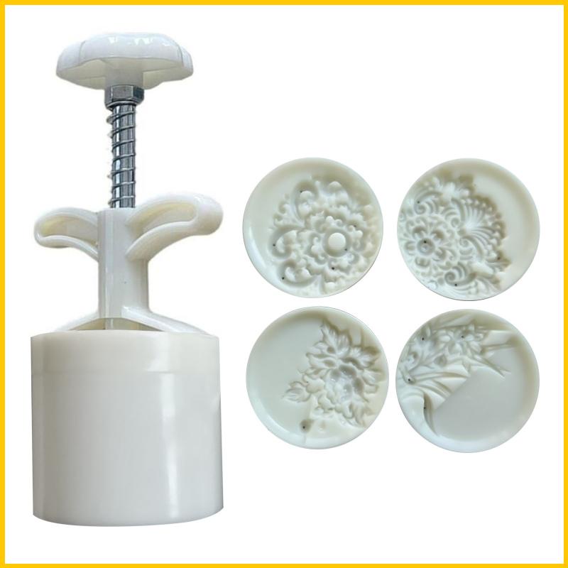 Khuôn Làm Bánh Trung Thu Hình Bông Hoa Bằng Nhựa Tiện Dụng DIY