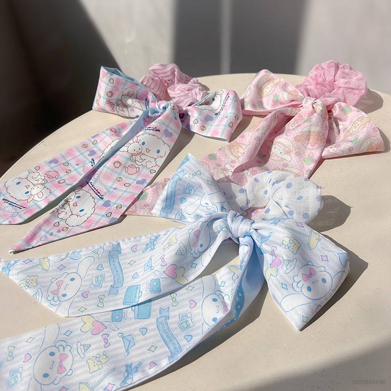 SANRIO Dây Buộc Tóc Thắt Nơ Ruy Băng In Hoạt Hình Dễ Thương