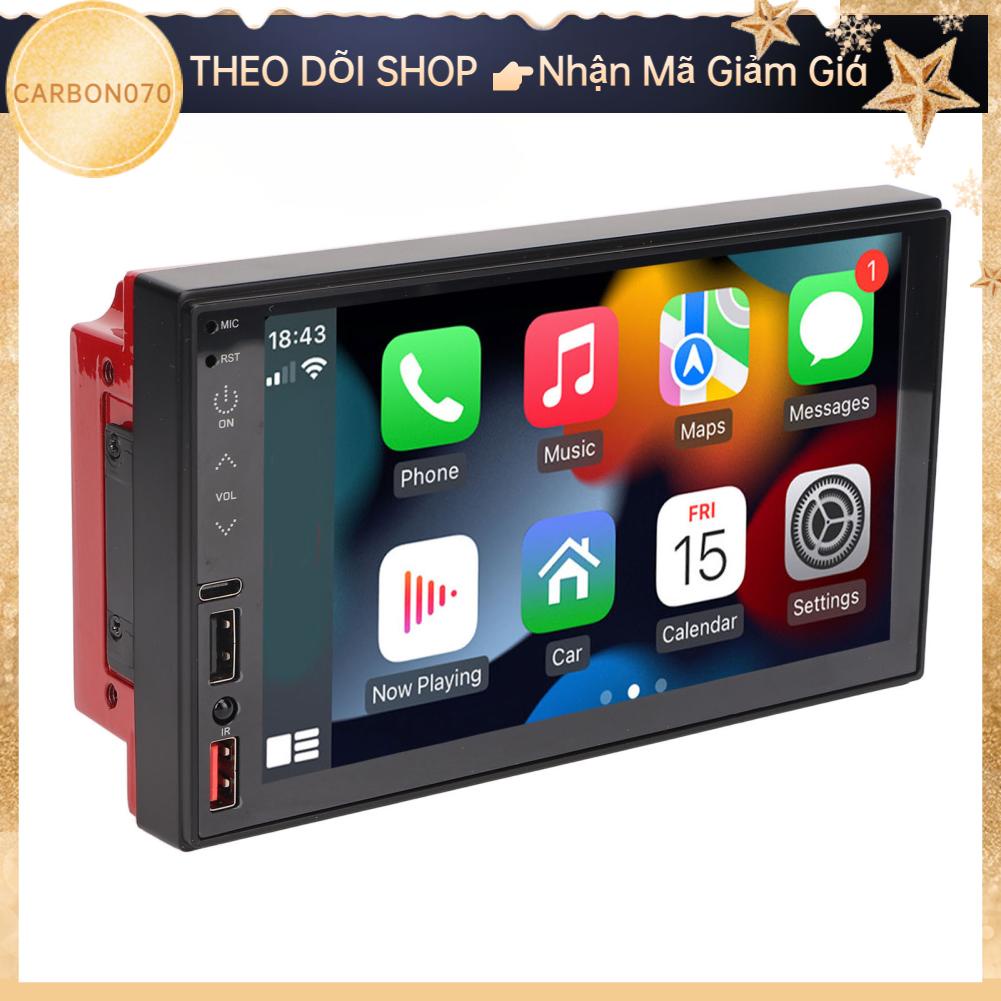 Carbon070 7in Máy Nghe Nhạc Đa Phương Tiện với Camera Dự Phòng Double Din HD Hỗ Trợ Carplay Bluetooth Gương Liên Kết Aux cho Android Auto