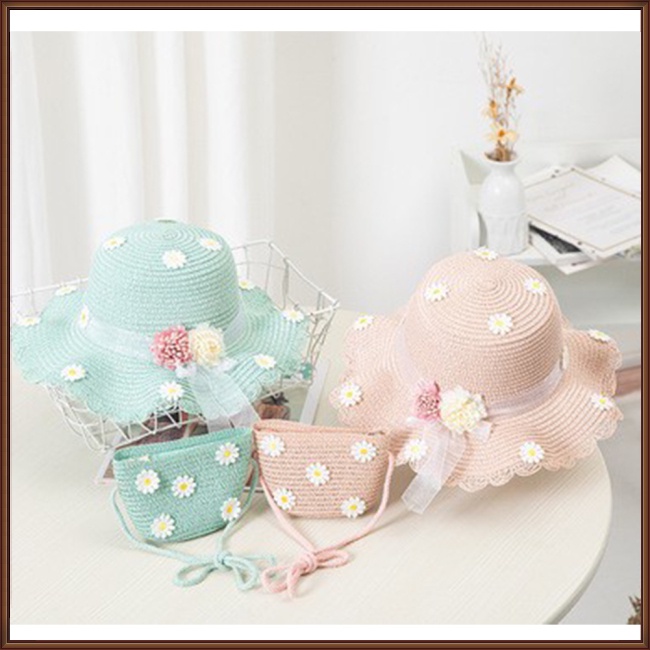 Set 2 Món Nón Chống Nắng + Túi Xách Dễ Thương Xinh Xắn Dành Cho Bé 2-8 Tuổi
