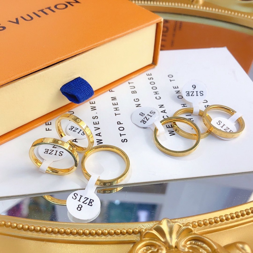Nhẫn Louis Vuitton Phong Cách Hàn Quốc Đơn Giản Mạ Vàng / Bạc 925 Dành Cho Nữ