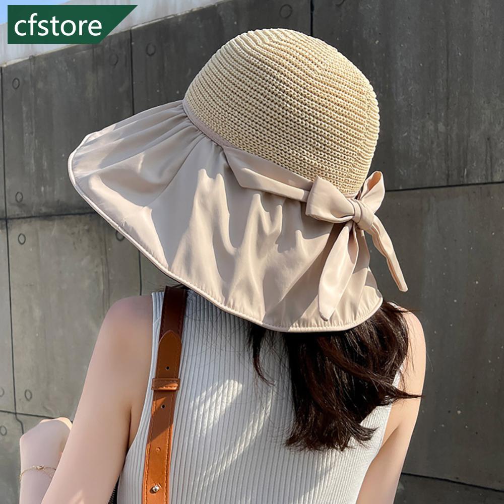 Mũ Cói Rộng Vành Màu Đen Chống Nắng / Tia UV Thiết Kế Rỗng Thời Trang Đi Biển M6S3