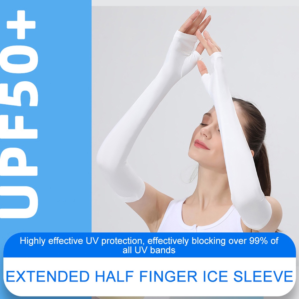 1 Đôi Găng Tay Dài Chống Nắng Chống Tia UV Chống Trượt Tiện Dụng Cho Nữ