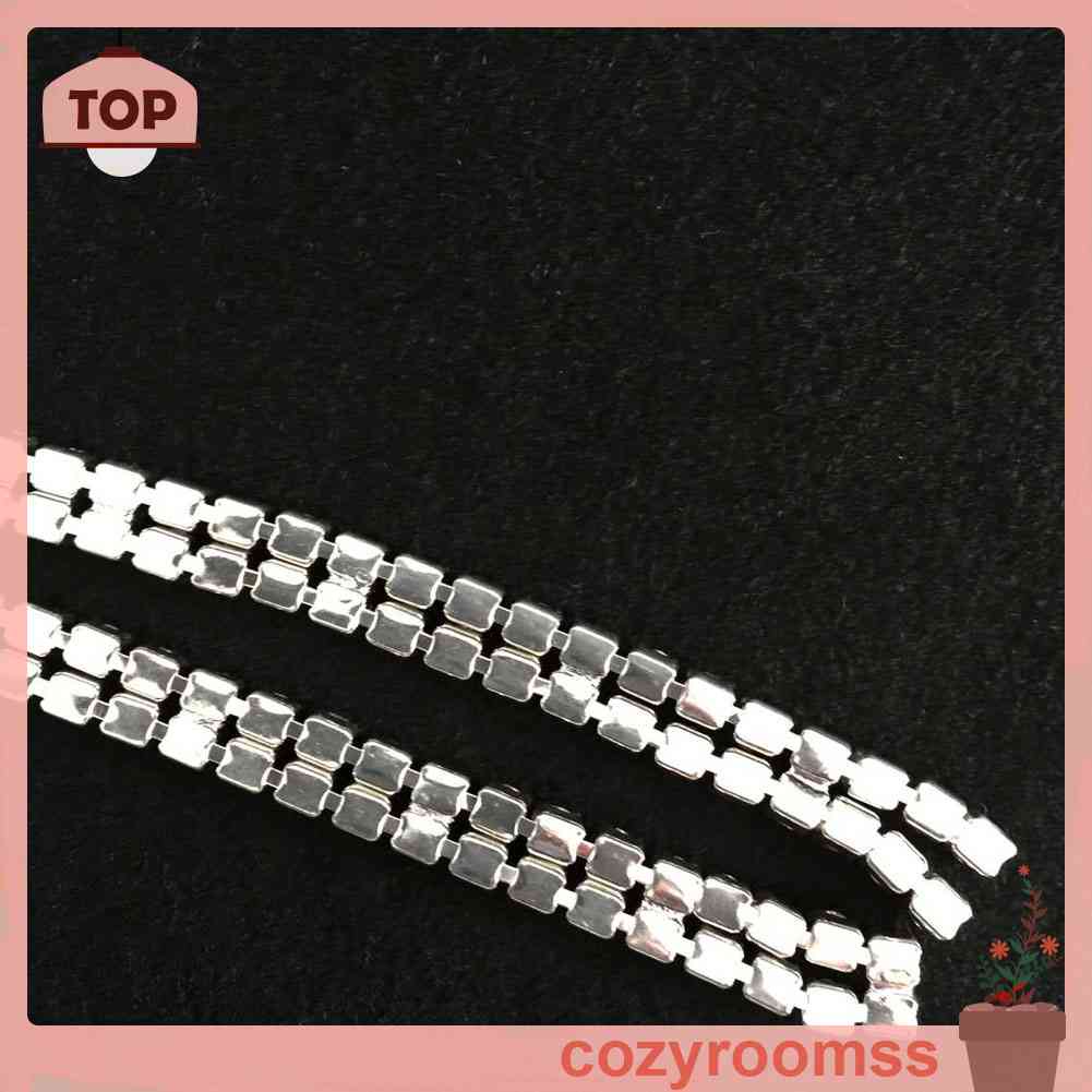 Dây Xích 2 Vòng Màu Bạc x 1 yard SS16 Trong Suốt Đính Đá Thời Trang Cho Nữ SS16