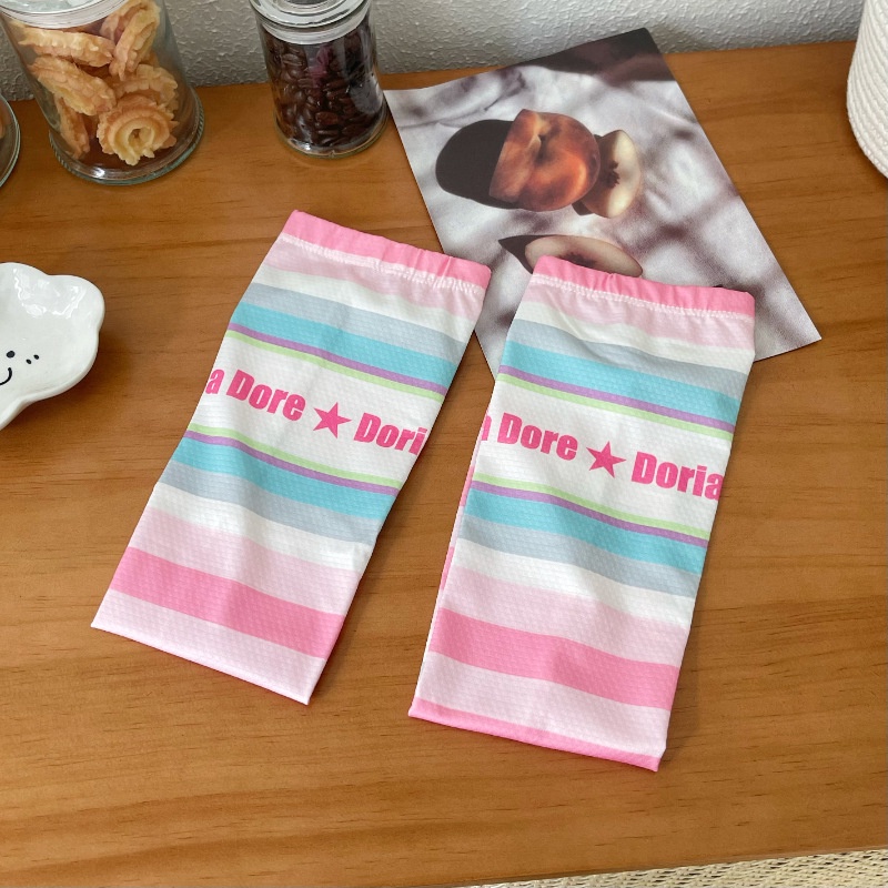 Găng Tay Chống Nắng Bằng Lụa Lạnh Mỏng Dáng Rộng Họa Tiết Kẻ Sọc Chống Tia Cực Tím Thời Trang Mùa Hè Cho