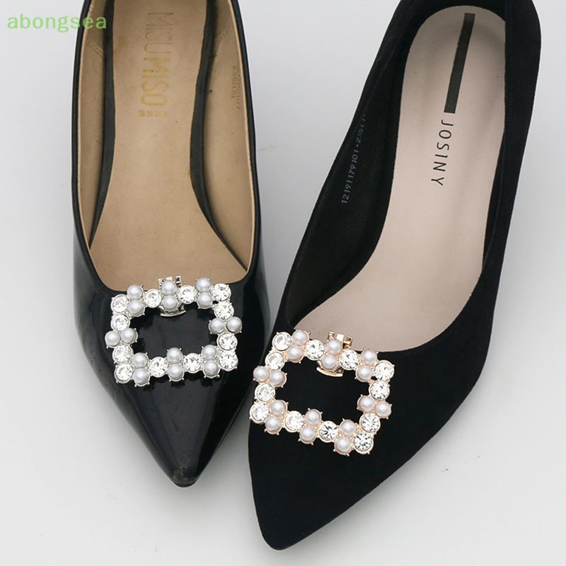 1 Kẹp Khóa Giày Cao Gót Đính Đá Và Ngọc Trai Lấp Lánh Cho Cô Dâu