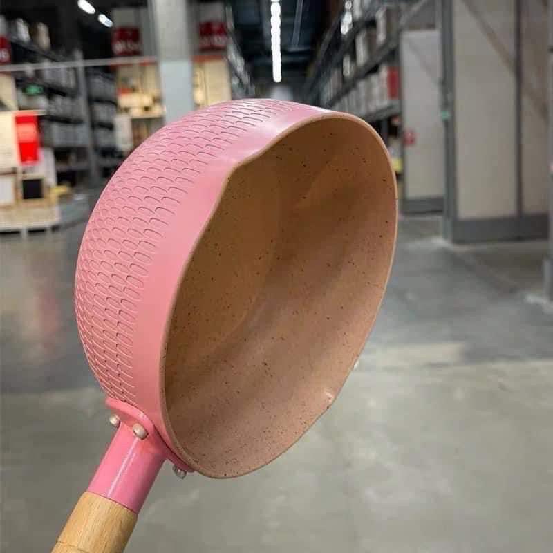 Chảo chống dính bếp từ sâu lòng vân đá 18cm dùng cho mọi loại bếp, Nồi quánh nấu bột cho bé đáy từ cao cấp cán gỗ đủ màu