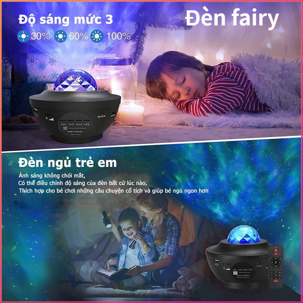 Đèn fairy Sao Galaxy trang trí phòng ngủ Đèn led tiktok chiếu laser ngàn sao kết nối Bluetooth và phát nhạc
