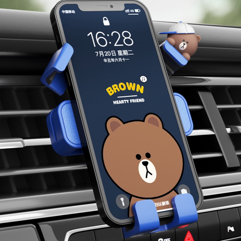 Line FRIENDS Giá Đỡ Điện Thoại Họa Tiết Hoạt Hình Gắn Lỗ Thông Gió Xe Hơi