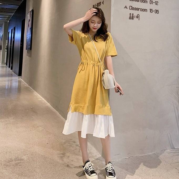 Đầm Dài Giả Hai Lớp Dáng Rộng Phong Cách Hàn Quốc Thời Trang Mùa Hè Cho Nữ