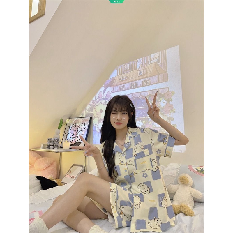 Bộ Đồ Ngủ Ngắn Tay Dáng Rộng In Hoạt Hình Cinnamoroll Kiểu Hàn Quốc Thời Trang Mùa Hè 2023 Cho Nữ