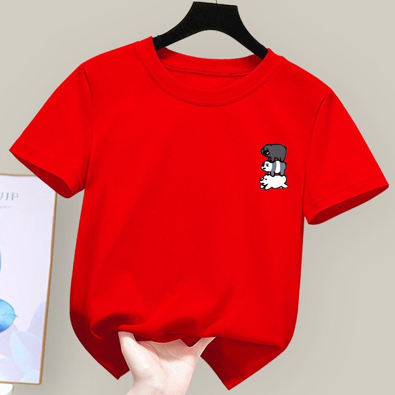 Áo Thun Unisex Cổ Tròn Mềm Mại In Họa Tiết Hoạt Hình Cho Bé